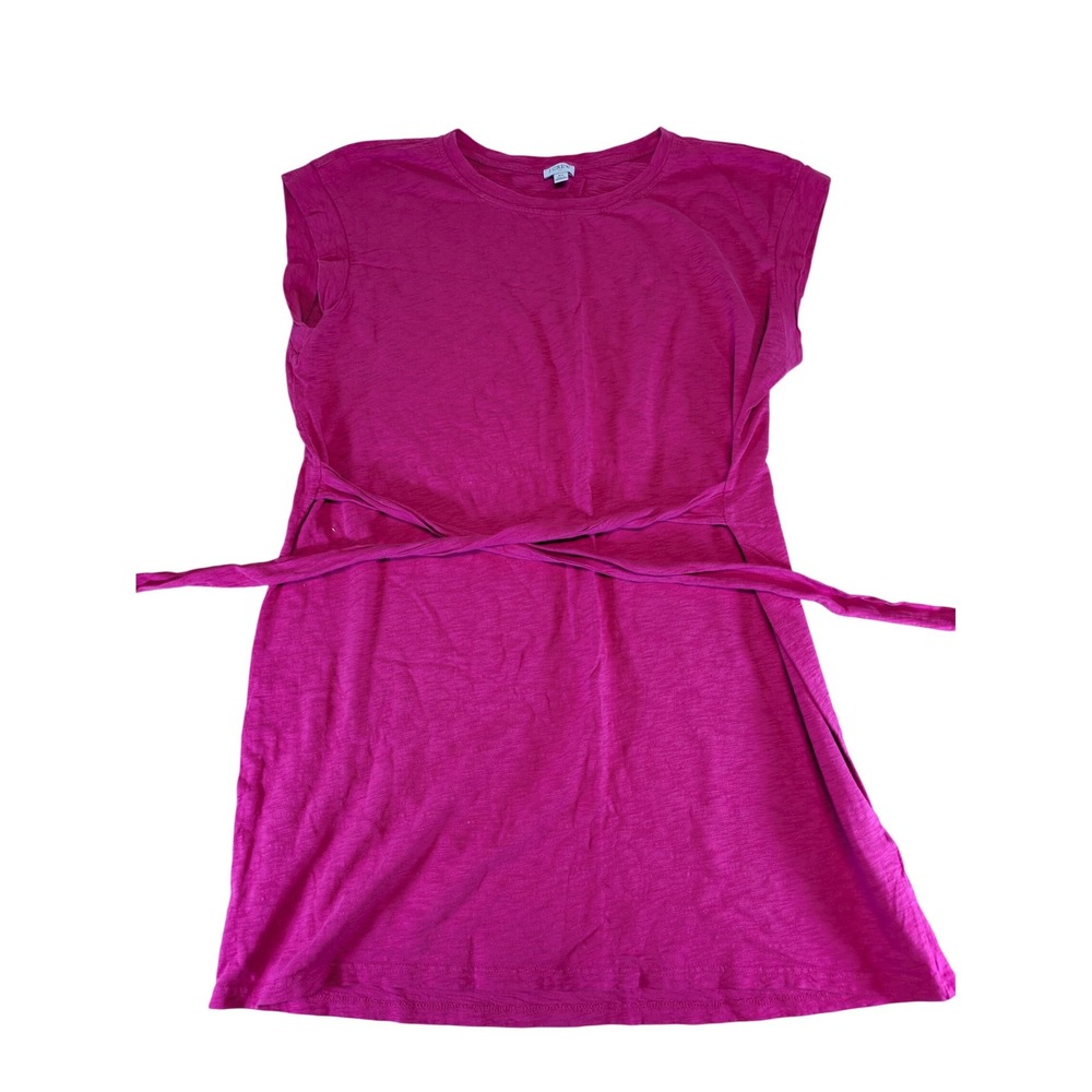 J.Crew Womens 2X Magenta Pink Slub Cotton Tie-Waist T-Shirt Dress Short Sleeve